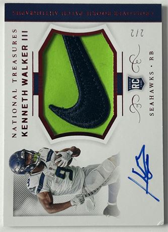 2022 Panini National Treasures Kenneth Walker III Nike Swoosh RPA 2/2 READ