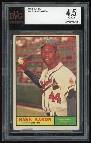 1961 Topps #415 Hank Aaron BVG 4.5 VGEX+
