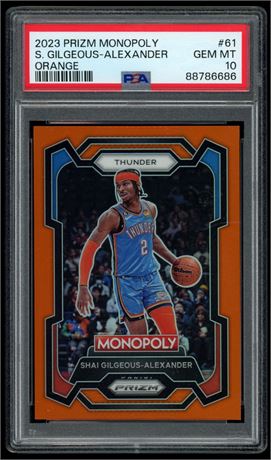 2023 Prizm Monopoly #61 Shai Gilgeous-Alexander Orange 67/124 PSA 10