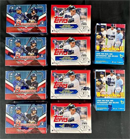 2022 Topps Bowman, Archives, & 2023 Topps Series 2 Factory Seal Blaster Lot (10)