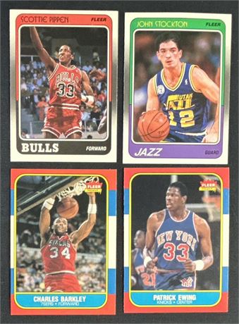 1986-87 Fleer Basketball HOF RC Lot (4)