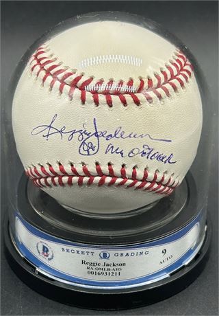 Reggie Jackson Signed Official Major League Baseball w/ "Mr October" BGS 9 Auto