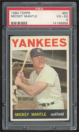 1964 Topps #50 Mickey Mantle PSA 4 VGEX