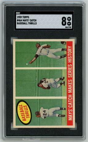1959 Topps #464 Mays' Catch Baseball Thrills SGC 8 NMMT (READ)