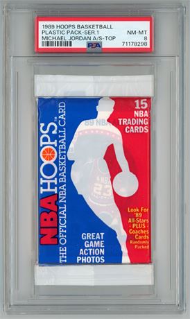 1989 Hoops Basketball Plastic Pack Series 1 Michael Jordan AS Top PSA 8 NMMT