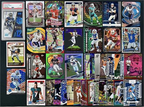 (39) Modern Football Stars w / Numbered, Die-Cut and Prizms