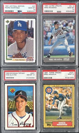 1987-91 HOF RC Starting Pitcher PSA Graded Lot (4)
