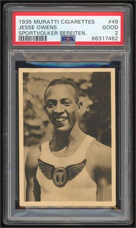 1935 Muratti #49 Jesse Owens RC PSA 2 GOOD