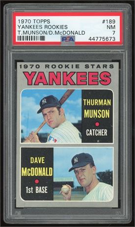 1970 Topps #189 Yankees Rookies Thurman Munson RC PSA 7 NM