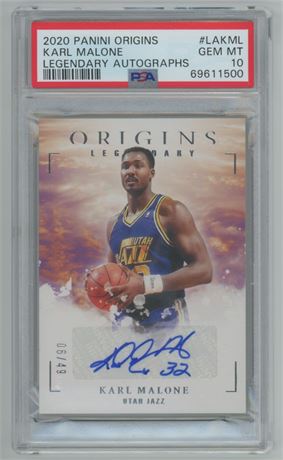 2020 Panini Origins Karl Malone Legendary Autographs /49 PSA 10 GEM MINT