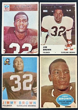 (4) Jim Brown Low Grade Lot - See all Pictures for Condition