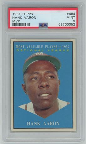 1961 Topps #484 Hank Aaron MVP PSA 9 MINT Stunner!