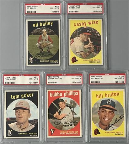 1959 Topps Baseball PSA 8 Graded Lot (6)