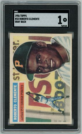 1956 Topps #33 Roberto Clemente Gray Back SGC 1 POOR