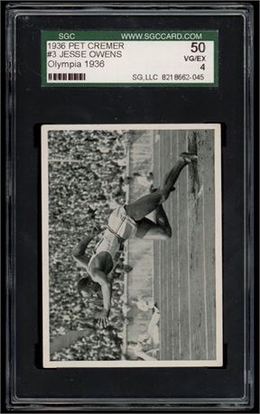 1936 Pet Cremer #3 Jesse Owens Olympia 1936 SGC 4
