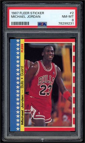 1987 Fleer Sticker #2 Michael Jordan PSA 8