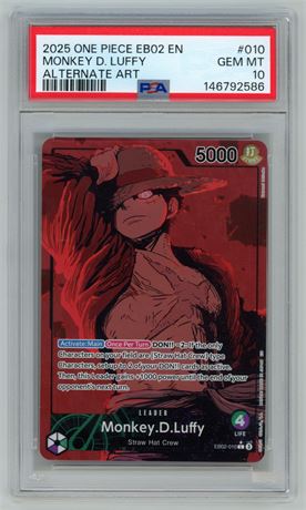2025 One Piece EB02 EN Monkey D Luffy Alternate Art PSA 10 GEM MINT