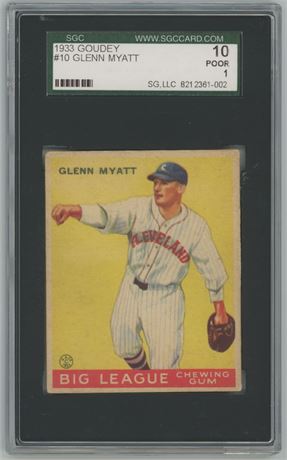 1933 Goudey #10 Glenn Myatt SGC 1 POOR