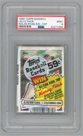 1985 Topps Baseball Cello Pack Nolan Ryan Record Breakers On Top PSA 9 MINT