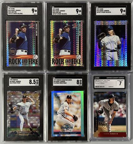 1997 & 1998 Randy Johnson SGC & CGC Graded Lot (6) w/ Die-Cut, Inserts
