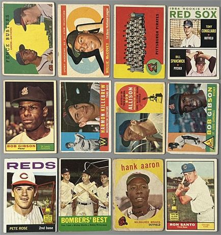 1959-1964 Topps Stars/HOF Low Grade Lot (12) w/ Rose, Mantle and More (READ)