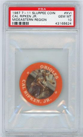 1987 7-11 Slurpee Coin Cal Ripken Jr Mideastern Region PSA 10 GEM MINT