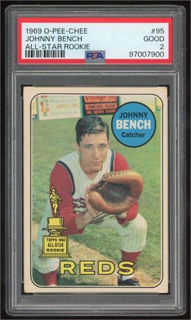 1969 O-Pee-Chee #95 Johnny Bench All-Star Rookie PSA 2 GOOD