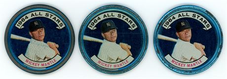 1964 Topps Coins #131 Mickey Mantle Lot (3)