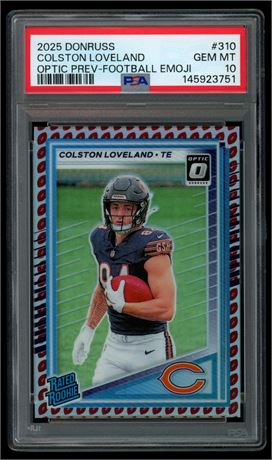 2025 Donruss #310 Colston Loveland RC Optic Preview-Football Emoji PSA 10