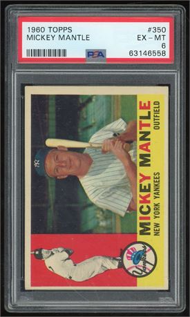 1960 Topps #350 Mickey Mantle PSA 6 EXMT