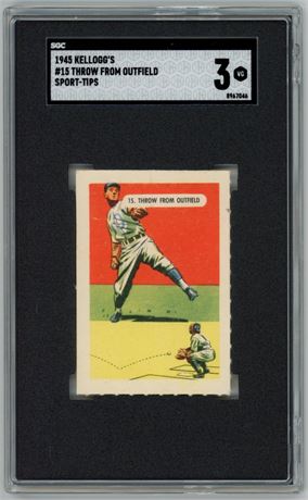 1945 Kellogg's #15 Throw From Outfield Sport-Tips SGC 3 VG Only SGC Example