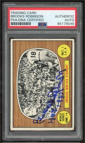 1967 Topps #154 Orioles Win 4th Straight Brooks Robinson Auto PSA AUTH
