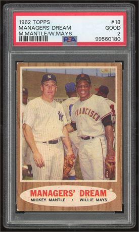 1962 Topps #18 Managers' Dream Mantle/Mays PSA 2 GOOD