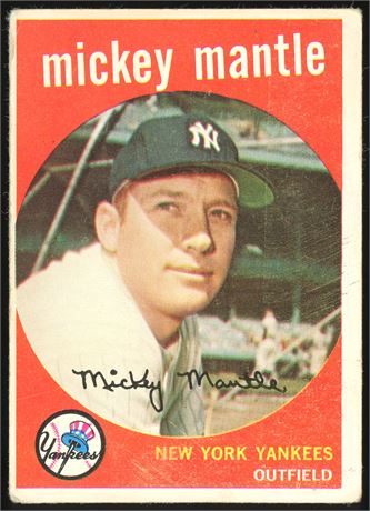 1959 Topps #10 Mickey Mantle Low Grade
