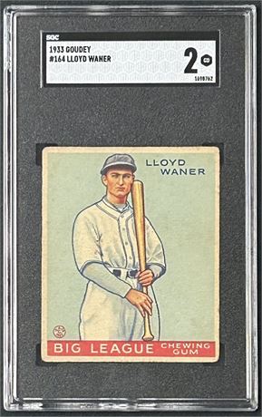 1933 Goudey #164 Lloyd Waner RC SGC 2 GOOD
