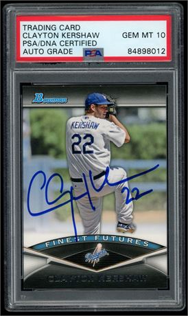 2011 Bowman Clayton Kershaw Finest Futures PSA Auto 10
