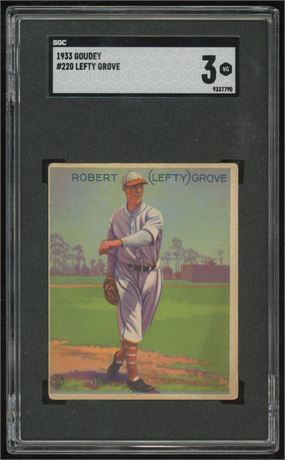 1933 Goudey #220 Lefty Grove RC SGC 3 VG
