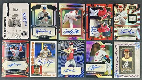 2023-2025 Topps/Panini Baseball Auto Lot (10) w/ Santana, Rolen, Papelbon & More