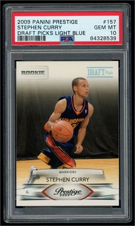 2009 Panini Prestige #157 Steph Curry RC Draft Picks Light Blue 249/999 PSA 10