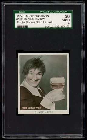 1934 Haus Bergmann #162 Oliver Hardy Photo Shows Stan Laurel SGC 4