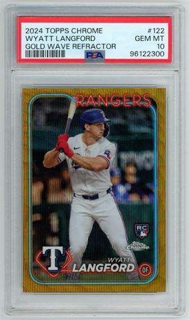 2024 Topps Chrome #122 Wyatt Langford RC Gold Wave Refractor 49/50 PSA 10