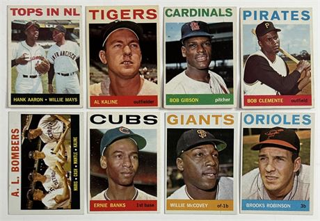 1964 Topps Star Lot (8) w/ Mantle, Mays, and Clemente GOOD+ to EXMT READ