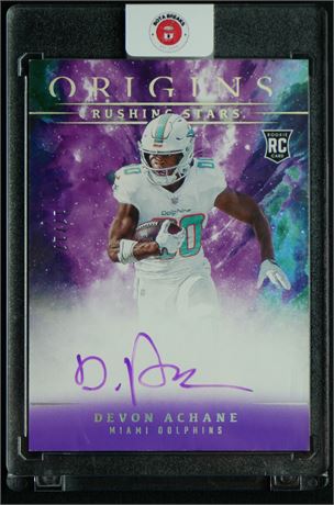 2023 Panini Origins Devon Achane RC Rushing Stars Auto 17/17 Bookend