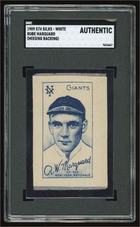 1909 S74 Silks White Rube Marquard Missing Backing SGC Authentic