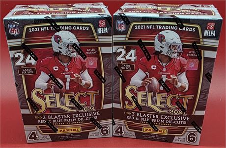 2021 Panini Select Blaster Box Lot (2) Red/Blue Prizm Die-Cuts 3 per box average