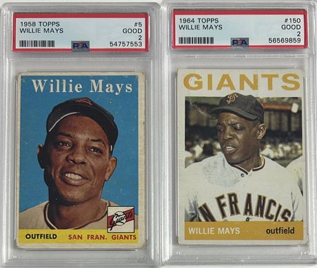 1958-1964 Topps Wille Mays PSA 2 Graded Lot (2)