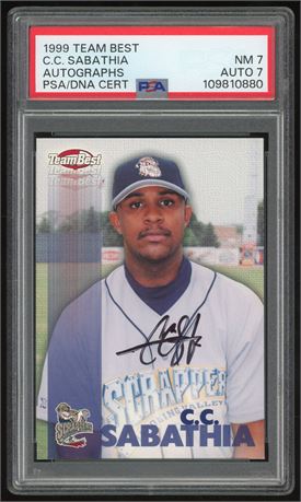1999 Team Best CC Sabathia RC Auto PSA 7 Auto 7