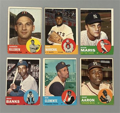 1963 Topps Star Lot (6) w/  Aaron, Clemente & Banks Good+ AVG