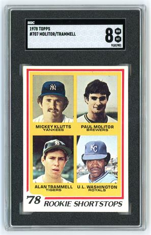 1978 Topps #707 Paul Molitor/Alan Trammell RC SGC 8 NMMT