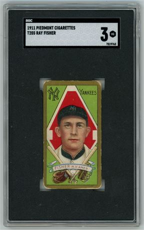 1911 T205 Piedmont Ray Fisher SP SGC 3 VG